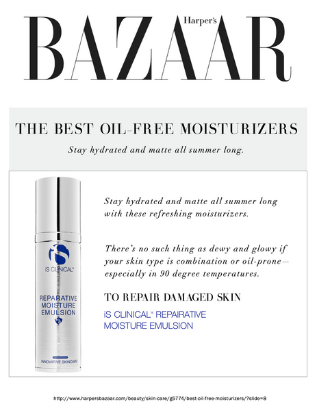 Harper's Bazaar Magazine Best Oil-Free Moisturizers iS Clinical 2021 The Toronto Facialist