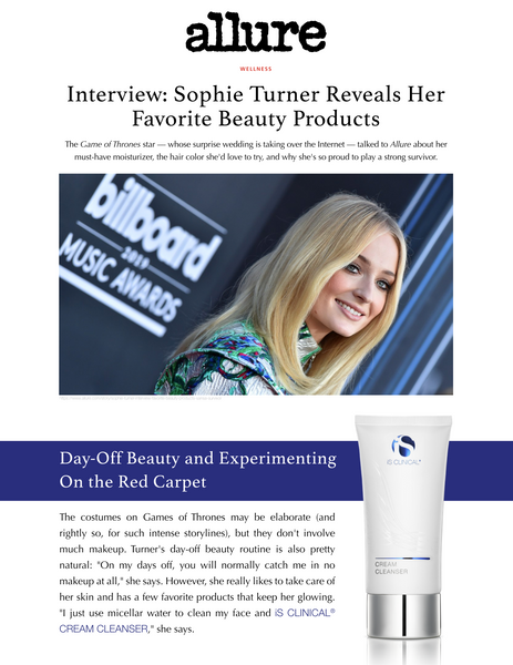 Allure Magazine Sophie Turner Celebrity Cream Cleanser Best of 2021 The Toronto Facialist